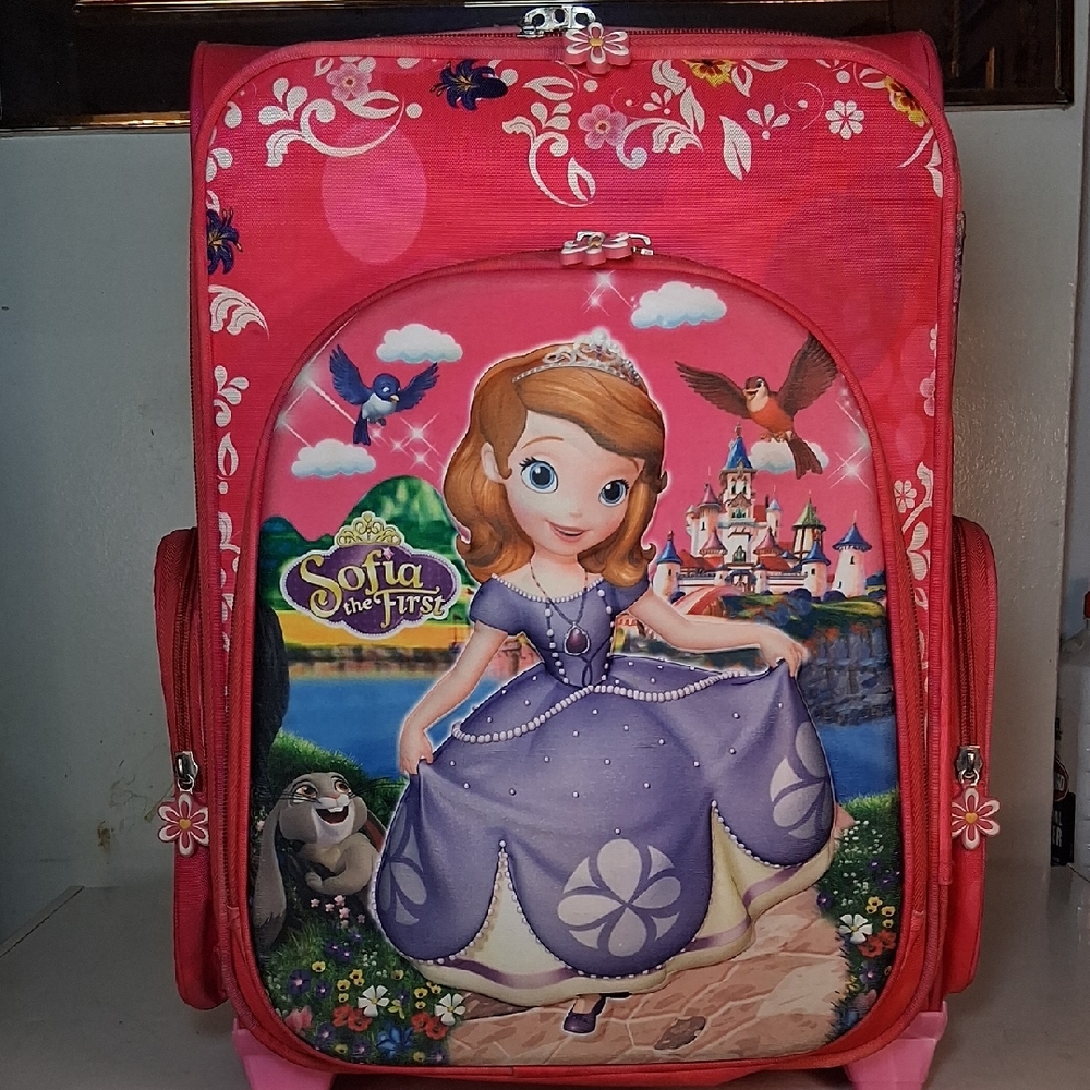 Kids Princess Roller Case With Extended Handle - Pink and Purple